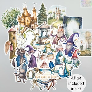 Sprookjesstickers | Set van 24 | Aquarel fantasie matte verfraaiingen voor ambachten ongewenste dagboek planner plakboeken | door BlackLineDesignsArt