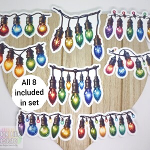 Pegatinas de luces navideñas / Adornos de luces de hadas mate para álbumes de recortes, diarios basura y agendas / Juego de 8 / por BlackLineDesignsArt