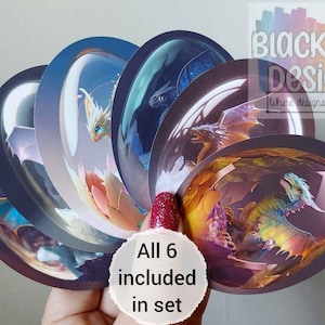 Calcomanías de dragones bebés en huevos de cristal / Paquete de pegatinas de vinilo mate de bestias míticas realistas / Juego de 6 / de BlackLineDesigns