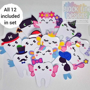Tooth Fairy Aufkleber | Niedliche Kawaii glänzende Verzierungen für Scrapbook Journal Planer | Geschenk für Kinder | 12er-Set | von BlackLineDesignsArt