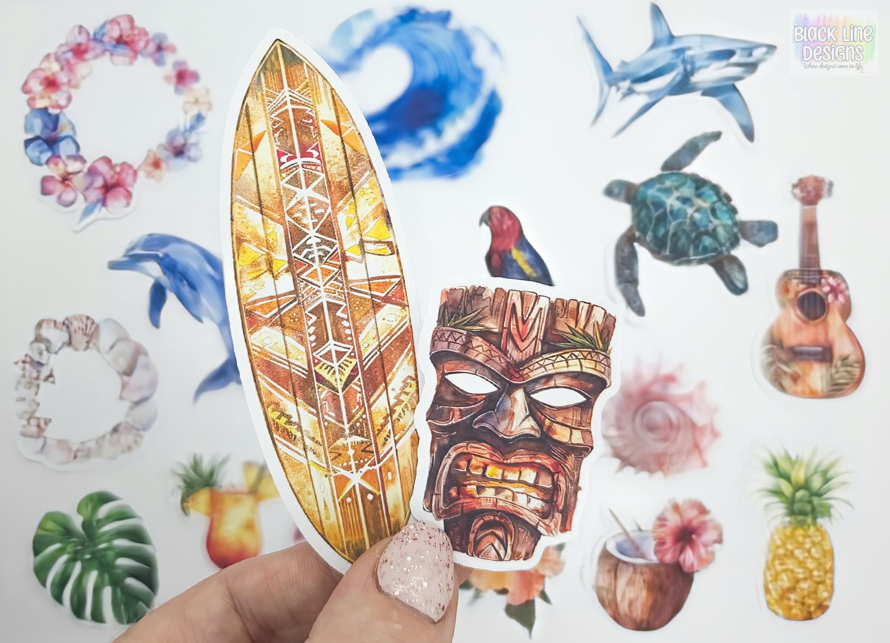 Islander Sticker Tropical Island Stickers | Set of 18 | Hawaii Watercolor Sticker Paper ...
