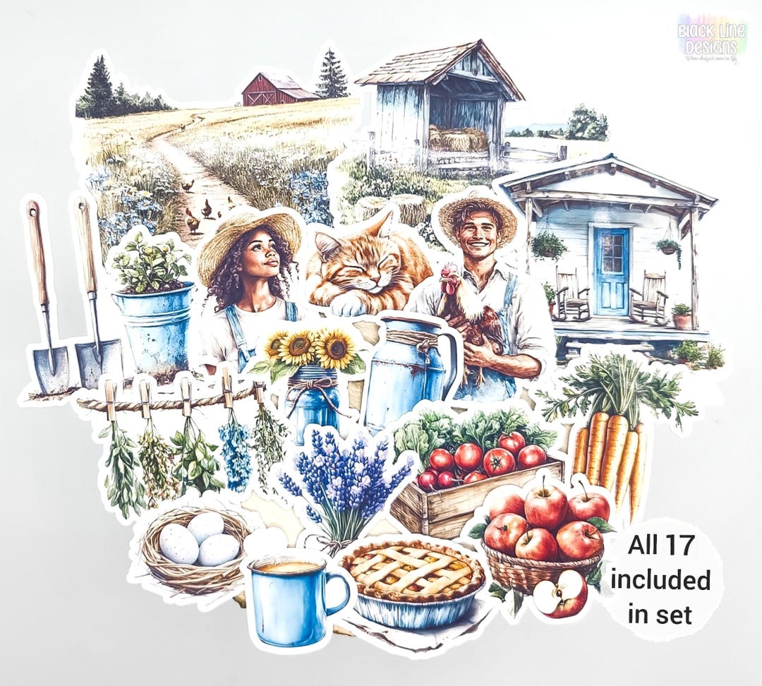Rustic Barn Stickers Rustic Country Farm Stickers | Set of 17 | Homestead Sticker Paper Die ...