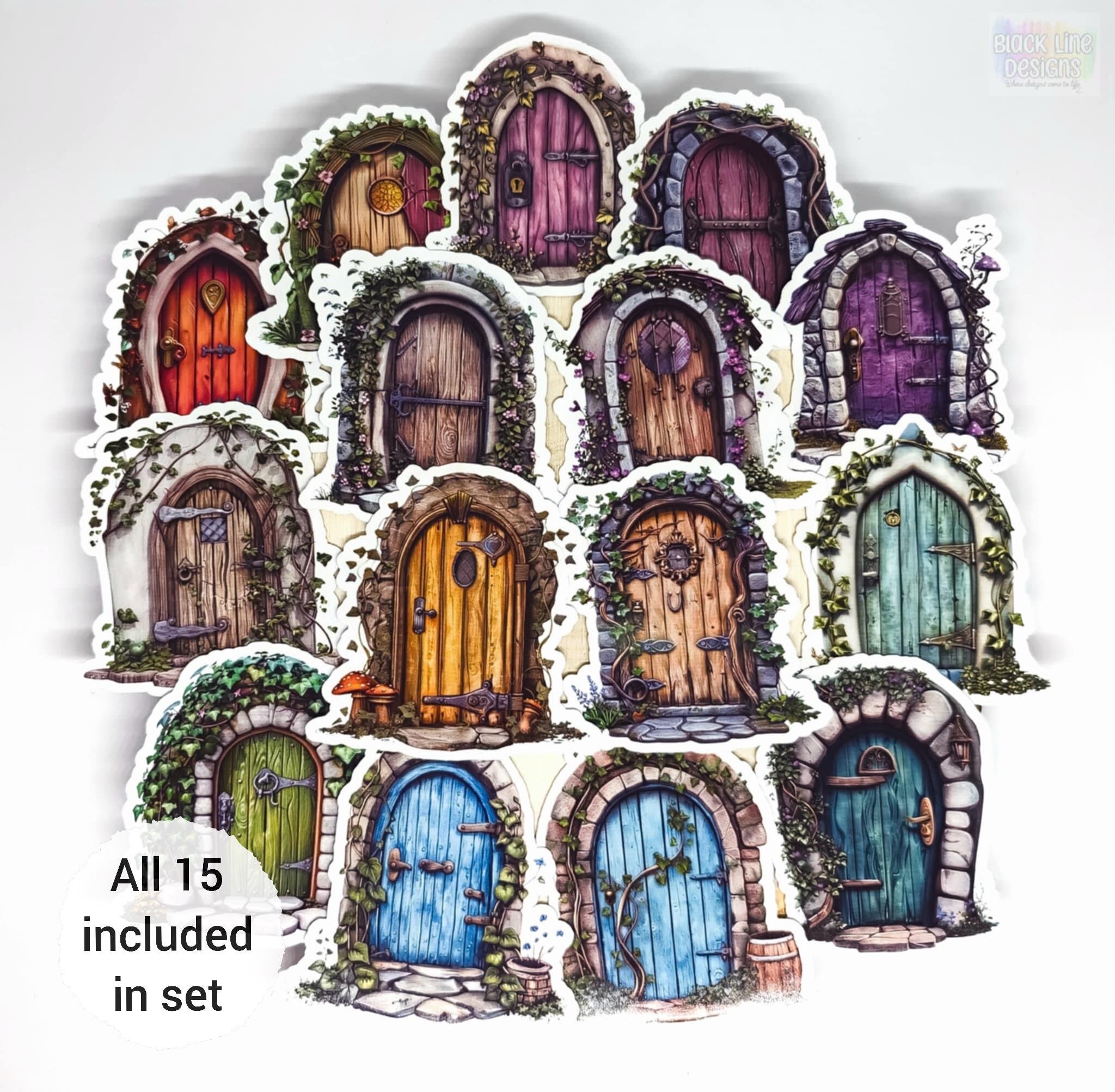 Fairy Door Stickers | Set of 15 | Enchanted Garden Sticker Paper Die ...