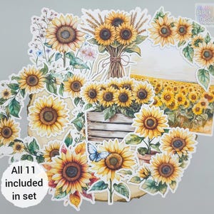 Sonnenblume Aufkleber | 11er-Set | Matte Verzierungen für Handwerk Junk Journal Planer Scrapbooks | von BlackLineDesignsArt
