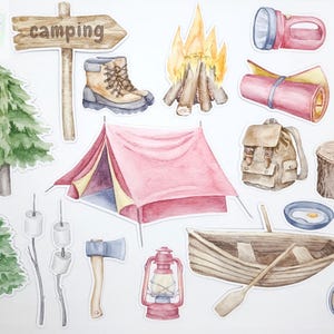 Backwoods Camping Stickers | Set of 18 | Watercolour Matte ...