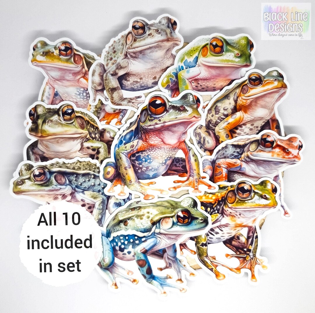 Tree Frog Stickers | Set of 10 | Realistic Amphibian Sticker Paper Die ...