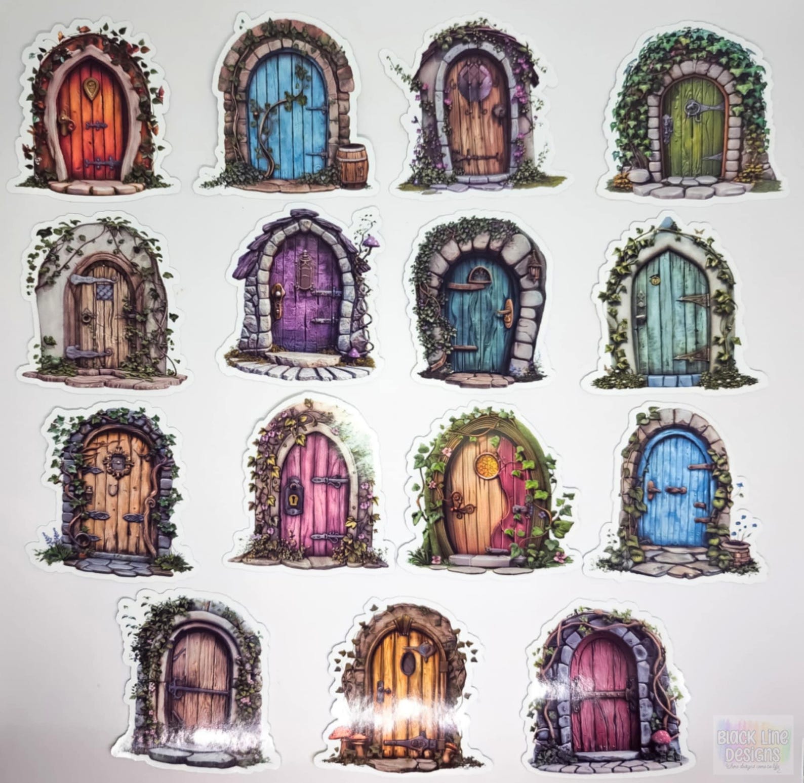 Fairy Door Stickers | Set of 15 | Enchanted Garden Sticker Paper Die ...
