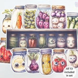 Stickers légumes stabilisés | Lot de 13 | « Décorations végétariennes mates pour travaux manuels, journaux indésirables, agenda, albums de coupures » par BlackLineDesignsArt