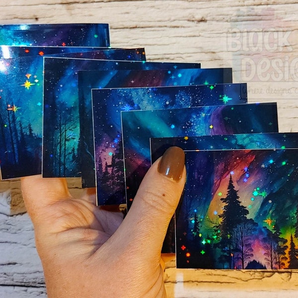 Holographic Vinyl Sticker Pack, Northern Lights Decals, Hologram Sparkly Stickers, Phone & Laptop Stickers, Water-resistant, UV-resistant