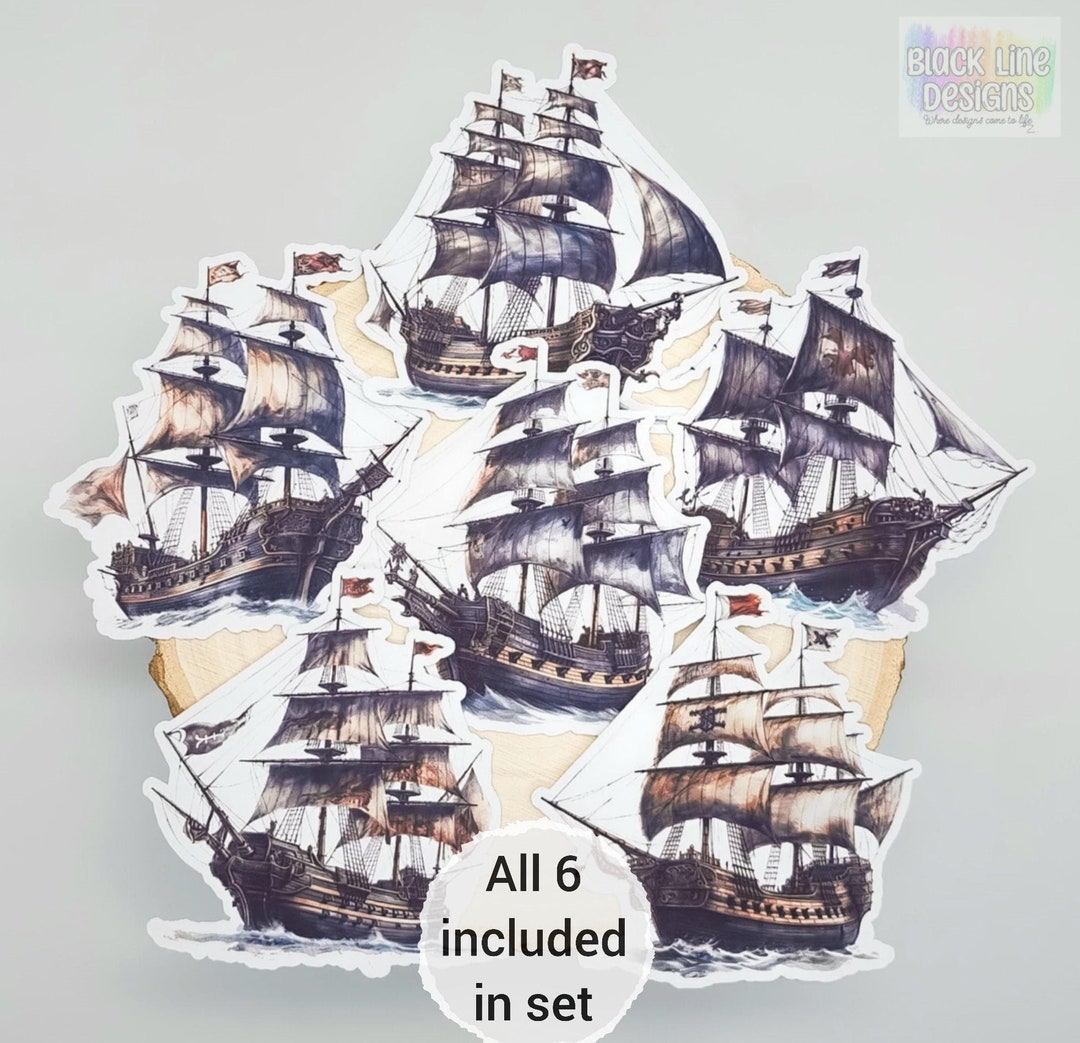 Historical Sailing Ship Stickers | Set of 6 | Watercolor Nautical ...