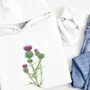 Scottish thistle hoodie - flower of Scotland - gift for her - floral jumper - boho top