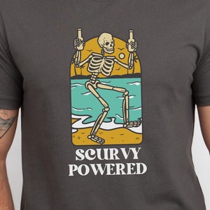 Scurvy Powered Shirt, Pirate Tshirt, Skeleton Graphic Tee