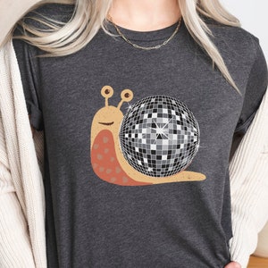 Disco Snail Shirt | Graphic Tee, Snail Tshirt Gift, New Years Shirt, Everday Snail Lover Gift, Gardeners Tshirt, Farm, Gardening Tee