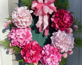 Pink Hydrangea Floral Wreath, Spring Floral Hydrangea Wreath, Mother's Day Wreath, Summer Wreath, Pink Hydrangea Wreath, Easter Wreath