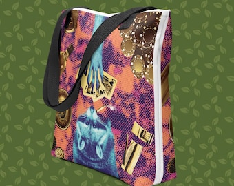 All-over print TOTE BAG RACCOONS Playing Poker