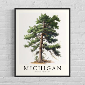 Michigan State Tree Art Print, Eastern White Pine Tree Wall Art, State Tree Symbol Artwork