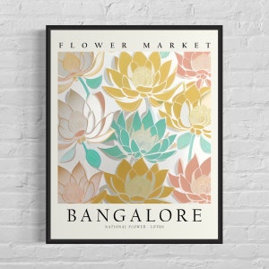 Bangalore India Flower Market Art Print, Bangalore Flower Poster Wall Art