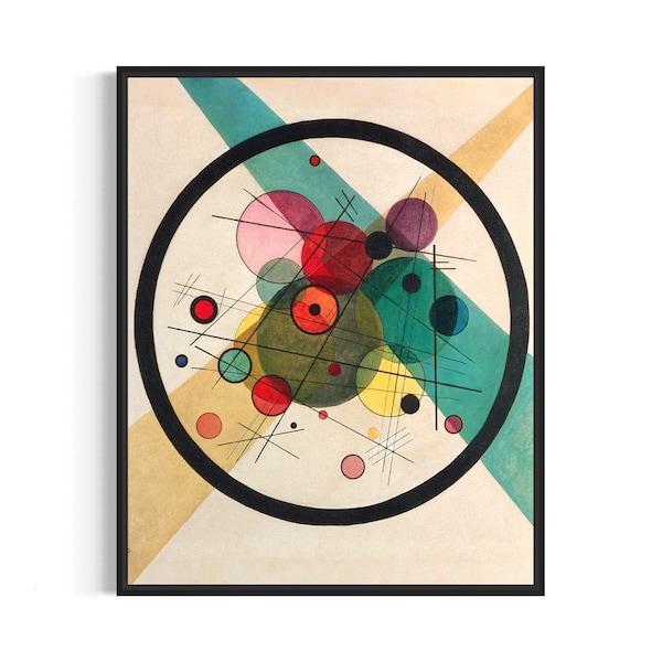Vassily Kandinsky - Circles In A Circle Poster Art Print, Gallery Artwork Painting, High Quality Print.