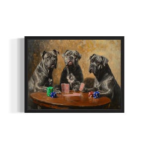 Cane Corso Playing Cards Poster Art Print, Dog Poker Man Cave Humor Wall Art Decor, Dog Lover, Pet Artwork Painting