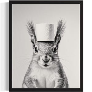 Eichhörnchen in Restroom Poster Kunst Druck, Tier Wand Kunst Dekor Malerei Badezimmer