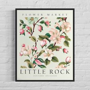 Little Rock Arkansas Flower Market Art Print, Little Rock Flower, Apple Blossom Wall Art, Botanical Pastel Artwork