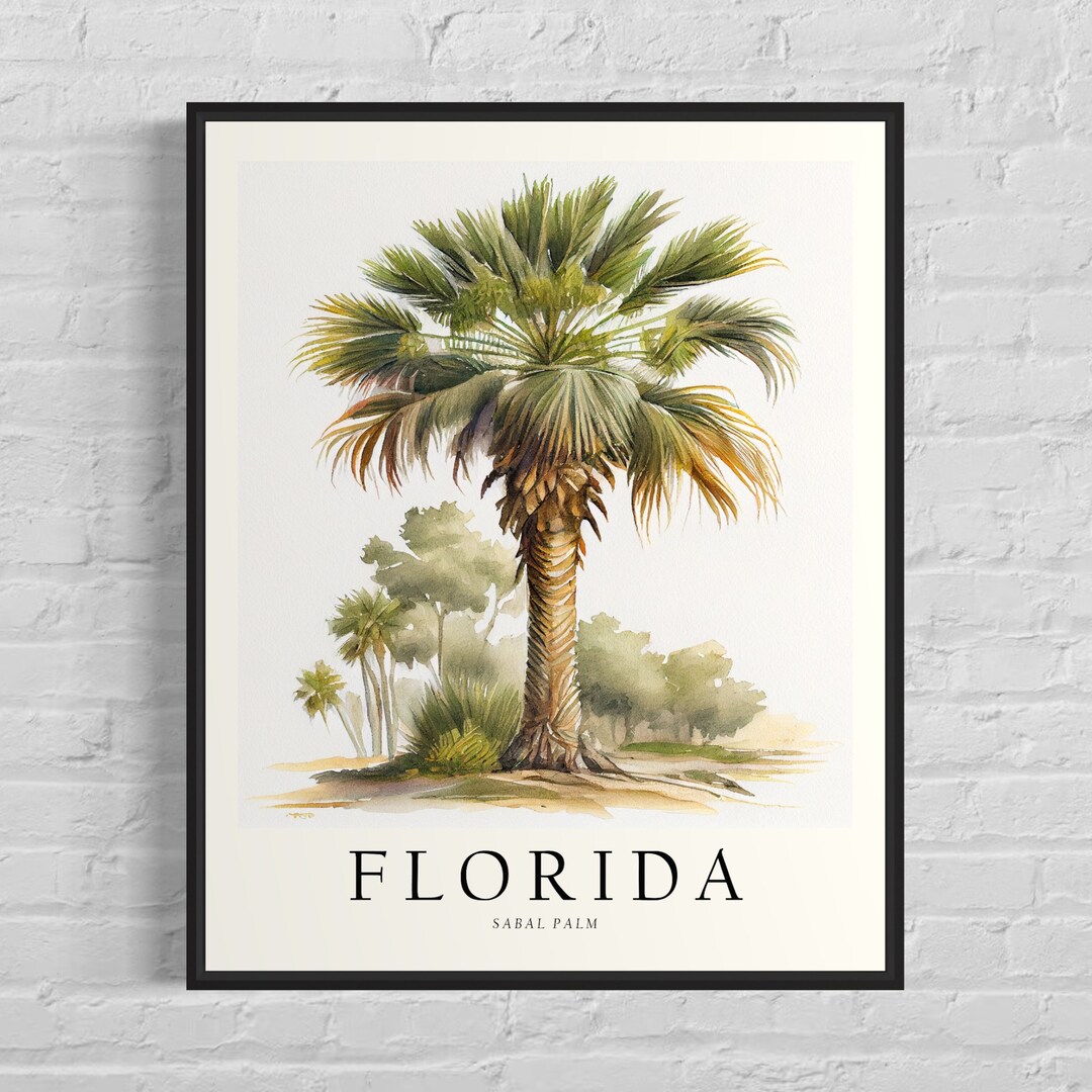 Florida State Tree Art Print, Sabal Palm Tree Wall Art, State Tree