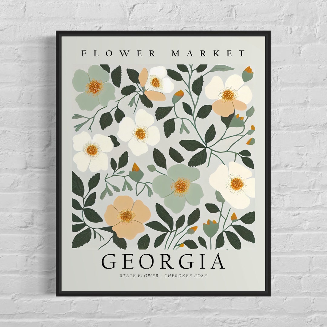 State Flower, Flower Market Art Print, Cherokee Rose