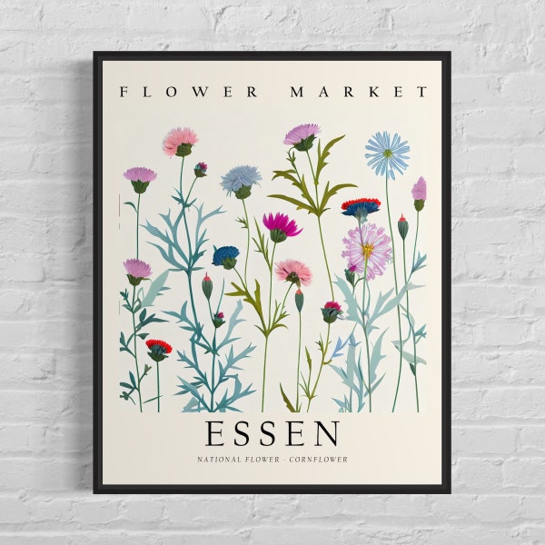 Essen Germany Flower Market Art Print, Essen Flower Poster Wall Art