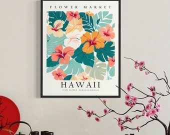 ハワイ州の花、ハワイ フラワー マーケットのアート プリント