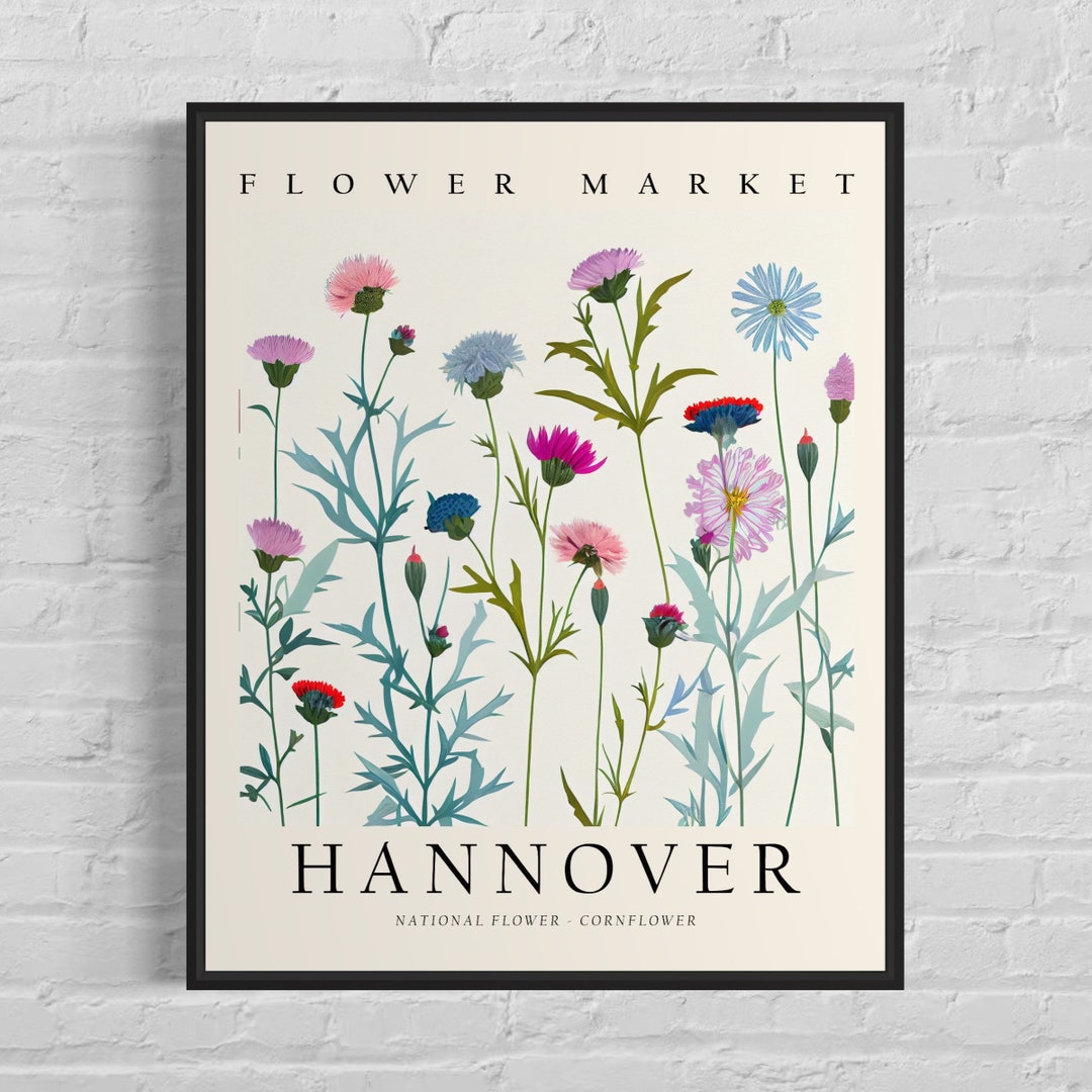 Hannover Germany Flower Market Art Print, Hannover Flower Poster Wall
