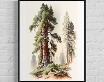 Giant Sequoia tree Wall Art Print Poster