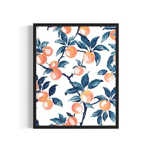 Peach Kitchen Poster Art Print, Fruit Decor for Kitchen Dining Restaurant , Neutral Food Pastel Artwork