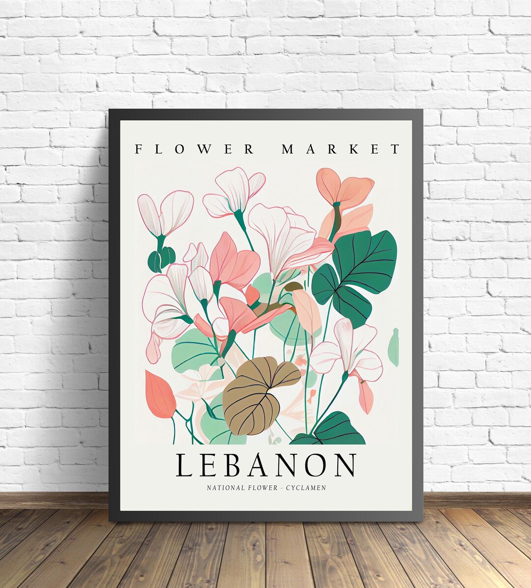 Lebanon National Flower Market Art Print, Lebanon Flower, Cyclamen Wall