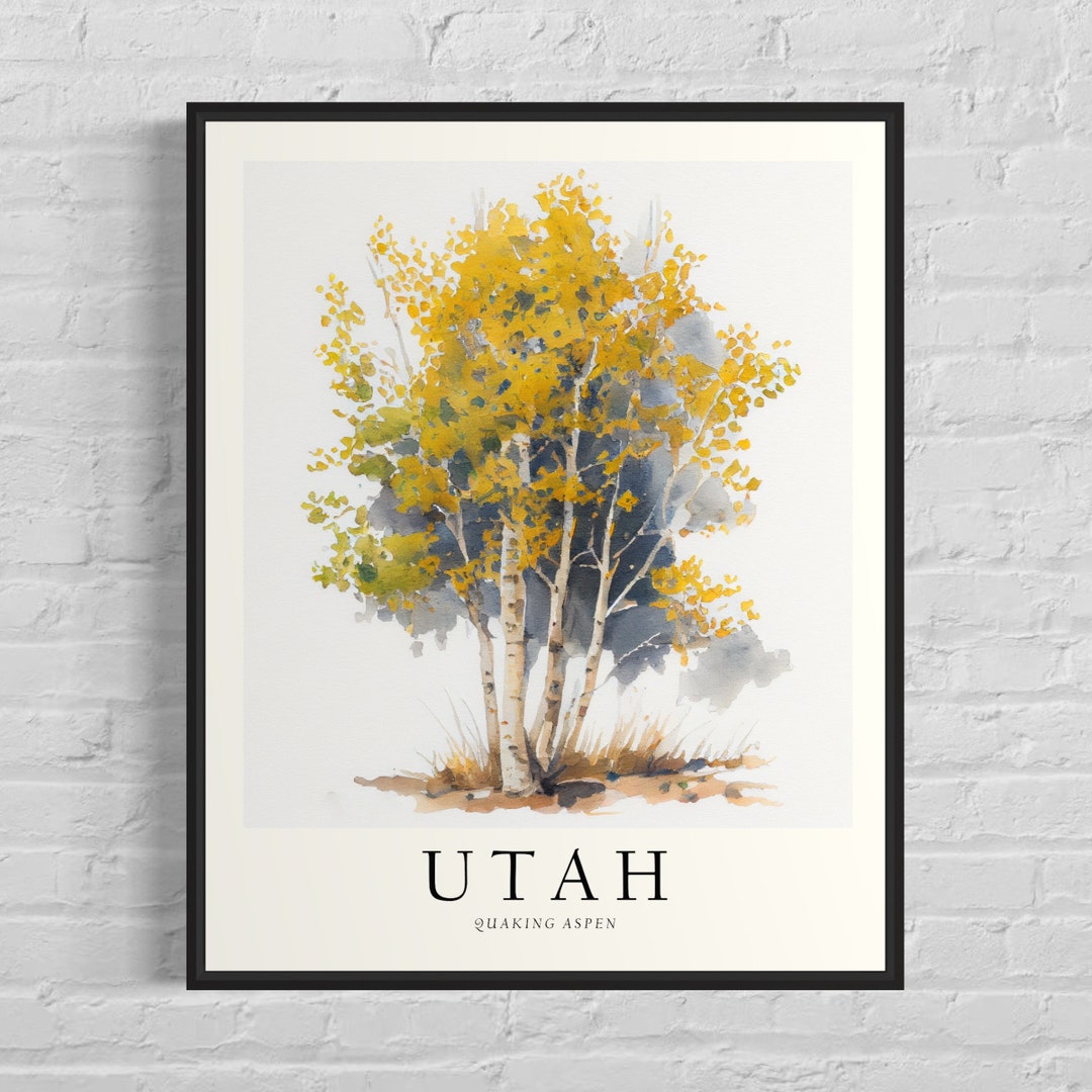 Utah State Tree Art Print, Quaking Aspen Tree Wall Art, State Tree