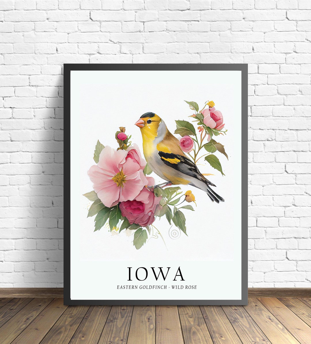 Iowa State Bird Art Print, Iowa State Flower, Iowa Wall Art, Home Decor