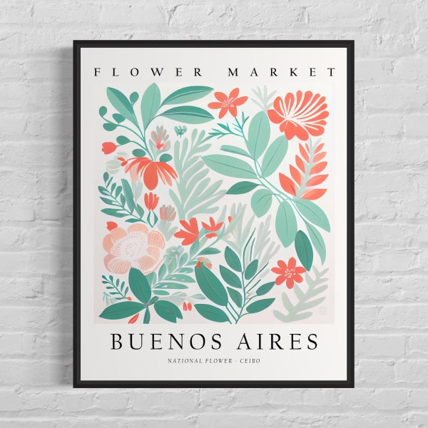 Buenos Aires Argentina Flower Market Art Print, Buenos Aires Flower Poster Wall Art