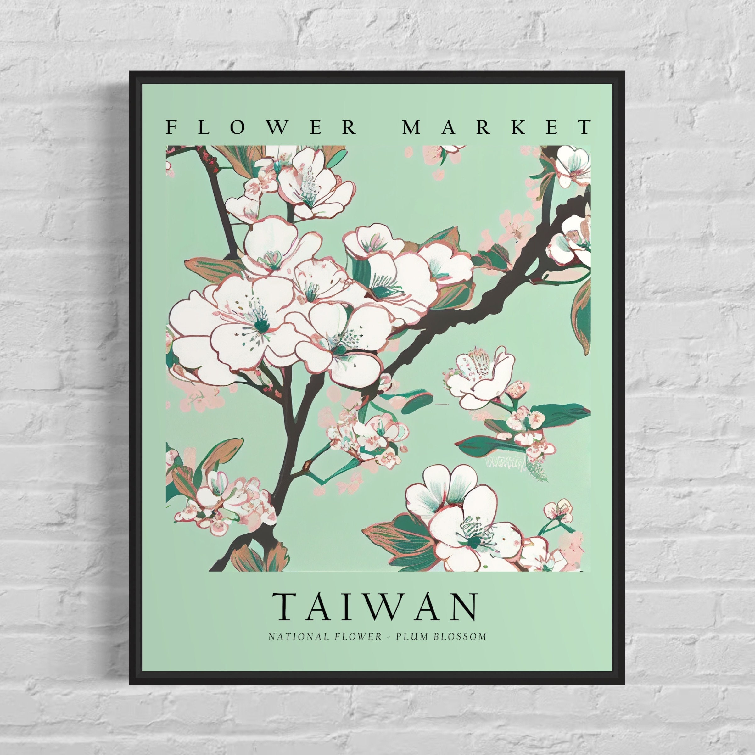 Taiwan National Flower, Taiwan Flower Market Art Print, Plum