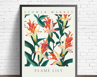 Flame Lily Flower Market Art print poster