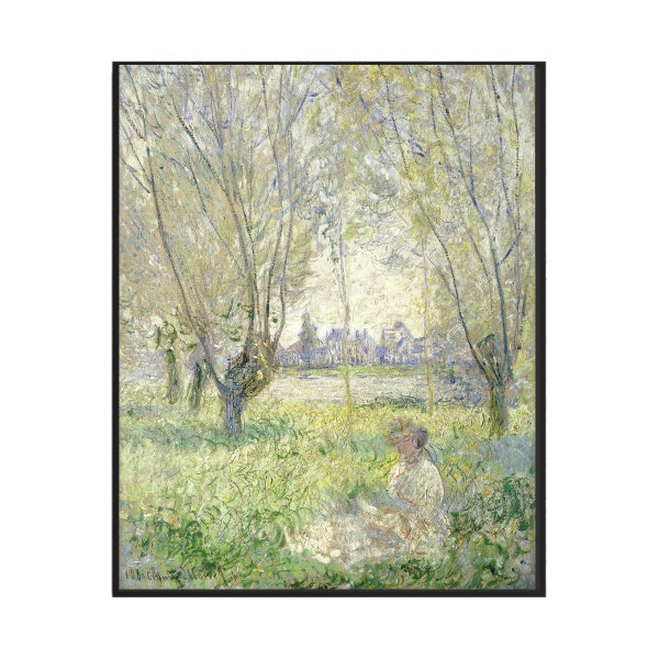 Claude Monet Poster Art Print - Woman Seated under the Willows (1880) - Vintage Gallery Wall Art, Monet Poster Artwork