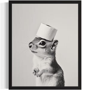 Chipmunk Restroom Poster Art Print, Animal Wall Art Decor Painting Bathroom