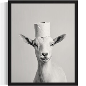 Póster de Goat Retriever, impresión artística, decoración de pared con humor sobre el baño de cabras, amante de las cabras, decoración de baño para mascotas
