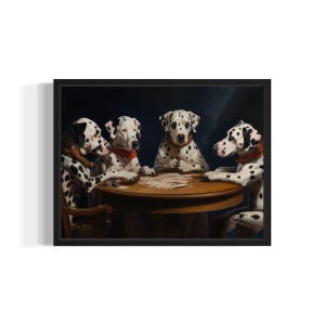 Dalmatian Playing Cards Poster Art Print, Dog Poker Man Cave Humor Wall Art Decor, Dog Lover, Pet Artwork Painting