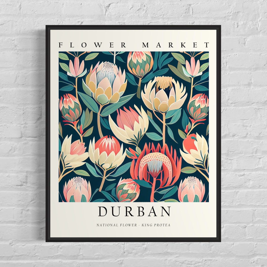Durban South Africa Flower Market Art Print, Durban Flower Poster Wall