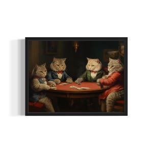 British Shorthair Playing Cards Poster Art Print, Dog Poker Man Cave Humor Wall Art Decor, Dog Lover, Pet Artwork Painting