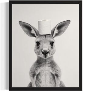 Kangaroo retriever poster Art Print, kangoeroe toilet humor kunst aan de muur decor, kangoeroe minnaar, huisdier badkamer decor