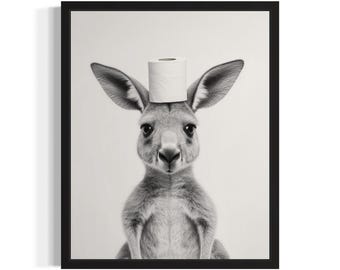 Póster de canguro retriever, impresión artística, decoración de pared con humor para el baño de canguros, amante de los canguros, decoración para el baño de mascotas