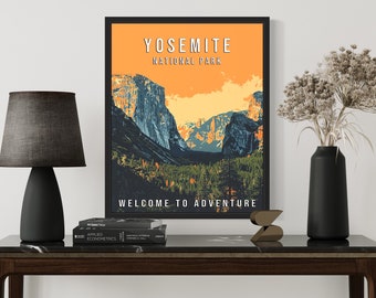 Nationalpark-Poster Yosemite – Retro-Kunstdruck, 40,6x50,8 Cm, Ungerahmt, Wanddekoration