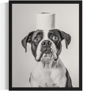 Dog Retriever Poster Art Print, Dog Restroom Humor Wall Art Decor, Dog Lover, Pet Bathroom Decor