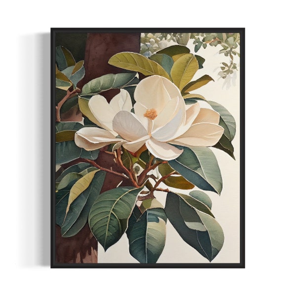 Southern Magnolia Tree Art Print, Southern Magnolia Tree Wall Art Poster