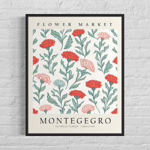 Montenegro Flower Market Art Print, Montenegro Flower, Carnation Wall Art, Botanical Pastel Artwork